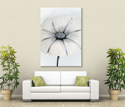 JAPANISCHE BLUME FRIEDLICH ZEN WANDBILD BILD LEINWAND STRUKTUR WEISS DRUCK NEU