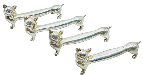Plate KNIFE Rests CATS Vintage SILVER Plate set of 4