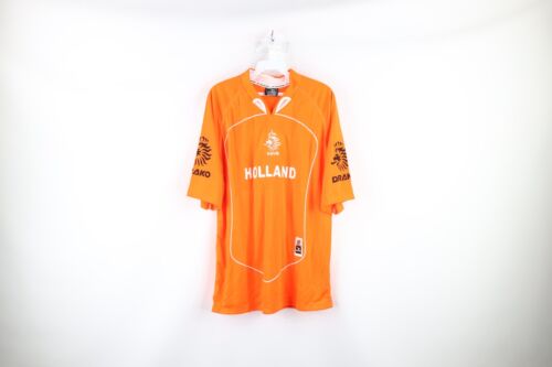 Vtg Mens XL Spell Out KNVB Holland Netherlands World Cup Soccer Jersey Orange - Picture 1 of 11