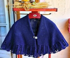 Mantellina della nonna, NUOVA,BLU SCURO, scialle, scialle della nonna, uncinetto