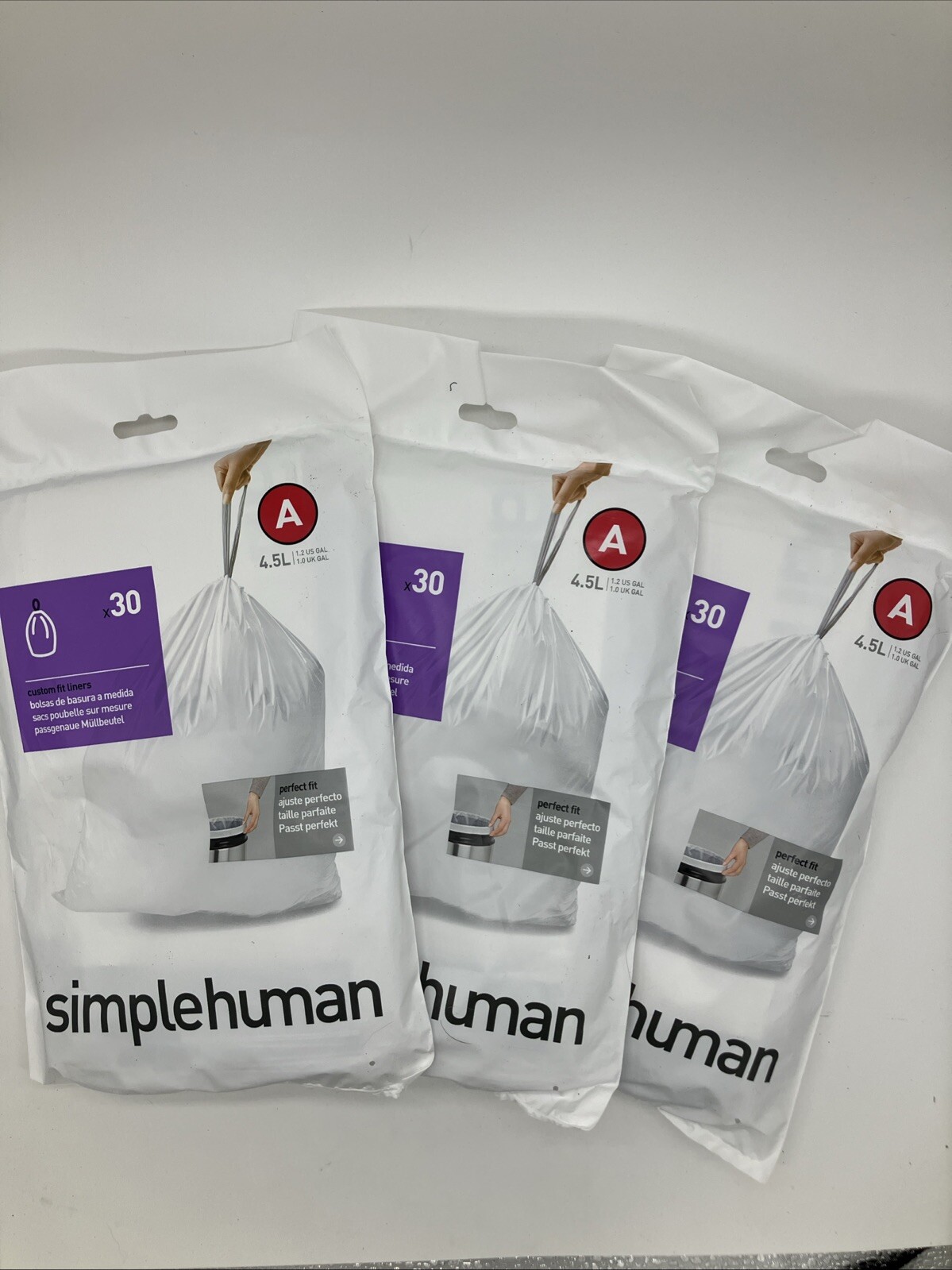 Simple human Code A Custom Fit Trash Bags White 90 Total FREE SHIPPING!