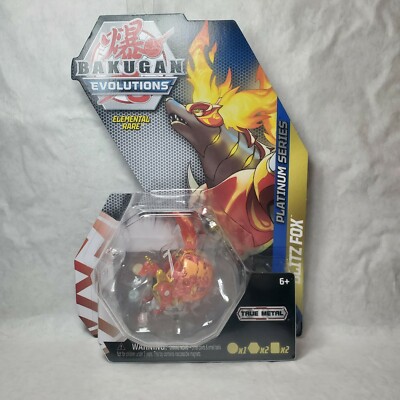 Bakugan Evoluzioni 2022 Serie Platinum Die-cast - Raro Pyrus Blitz Fox Con 2 BakuCores E Carta Personaggio