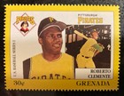 Roberto Clemente Rare 1988 MLB Grenada Baseball Stamp HOF