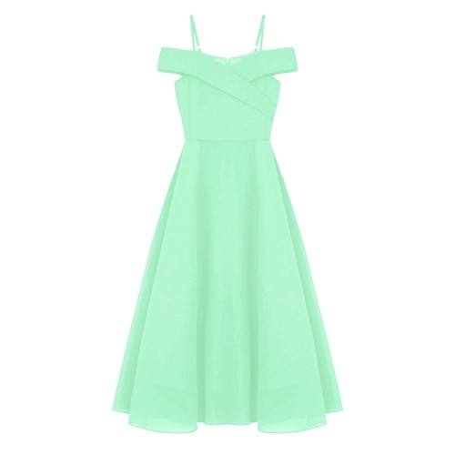 Kids Girls Gown Graduation Dress Prom Chiffon A-Line Outfit Cold Shoulder Event - Picture 41 of 74