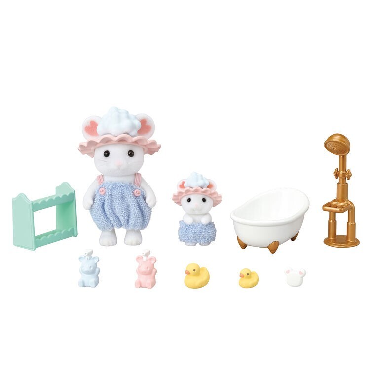 Sylvanian Families Bath time set Marshmallow Mouse Boy & Baby