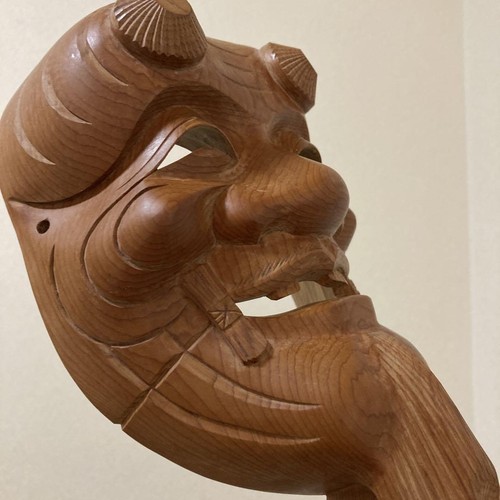 Antigua máscara japonesa Noh decoración de pared talla de madera usada F/S - Imagen 9 de 16