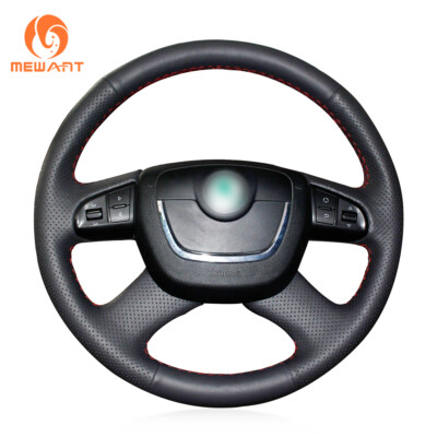 Black Artificial Leather Steering Wheel Cover for Skoda Octavia a5 Superb Fabia