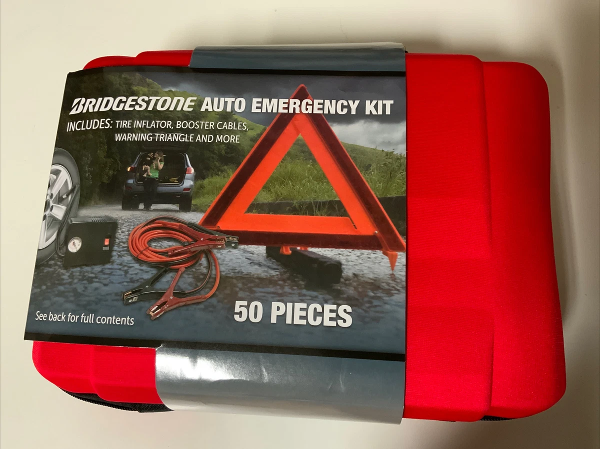 Bridgestone 50 Piece Auto Emergency Kit Tire Inflator Cables EXP 2028