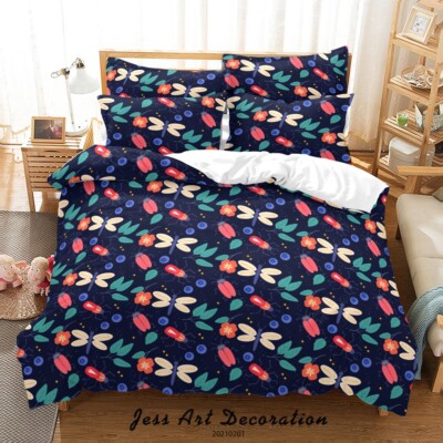 3D Insects Leaves Pattern Quilt Cover Set Bedding Sets Pillowcases Queen