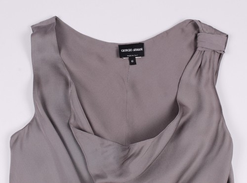 Vintage 90's Giorgio Armani Silk Silver Top Blouse Size 40 - Picture 4 of 9