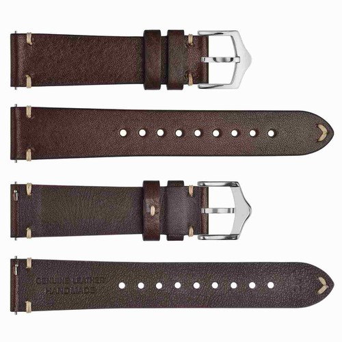 WOCCI Crazy Horse Leather Watch Band 18 19 20 21 22 23 24mm Quick Release Straps - Picture 38 of 74