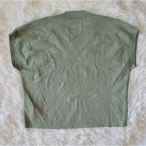 Zara Girl's Green Sparkly V-Neck Cap Sleeve Top. Size 10 - Picture 4 of 8