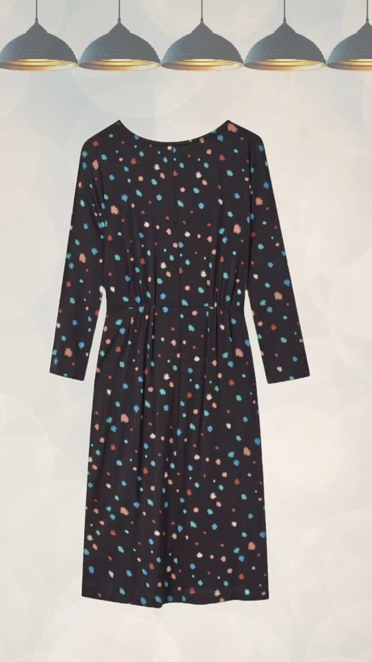 Ex White Stuff Women’s Long Sleeve Midi Dress in Black Print - Image 2 of 3