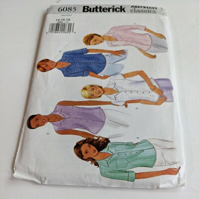 2001 BUTTERICK 6085 Fast & Easy Classics Misses' Petite Shirt Size 14 16 18 CUT
