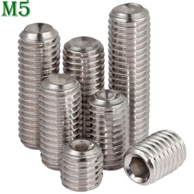 M5 - 0.8 A2 Stainless Steel Grub Screws Cup Point Hex Socket Set Screws DIN 916