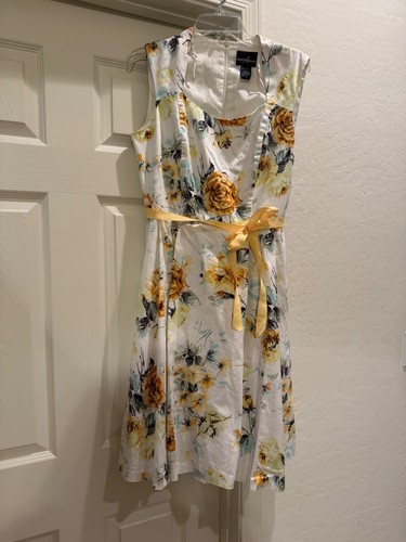 Positive Attitude Sleeveless Dress Sz 14 Floral Lined Cottage Core Southern Bell - Picture 6 of 8