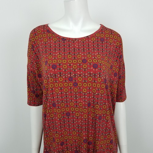 Lularoe Irma Tunic Top Womens Size XS Red Floral Hi Low Short Sleeve New NWT - Picture 2 of 6