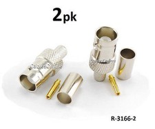 2-PACK of RG6 BNC Female 3-Piece Crimp On Connectors, CablesOnline R-3166-2