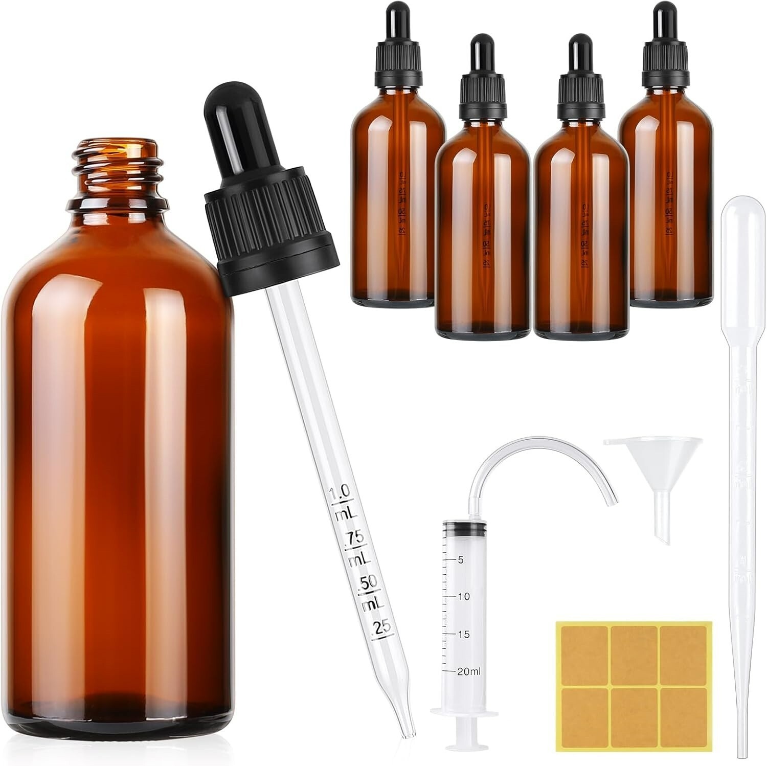 4 Stück 100ml Pipettenflasche Apothekerflasche Braunglasflasche Tropfflasche