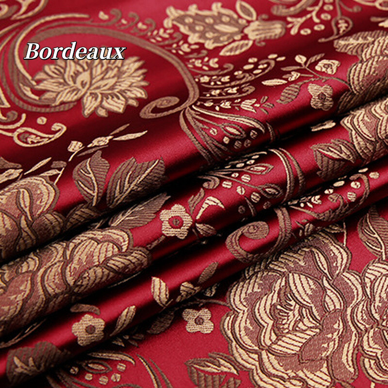 Tissu Jacquard Brocart 'Pivoine' - Motif Floral, Soie/nylon, Vendu Au Mètre, Largeur < 45 Pouces