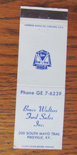 BRUCE WALTERS FORD CAR DEALER MATCHBOOK COVER: PIKEVILLE KENTUCKY MATCHCOVER -B9