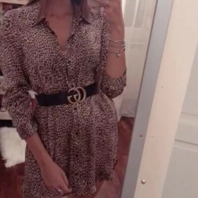 Zara AW18 Leopard Animal Printed Long Shirt Top Woman 7917