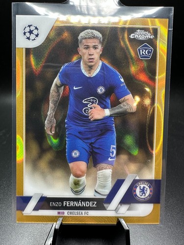 2022-23 Topps Chrome UEFA Club Competitions Enzo Fernandez RC #158 Gold Lava SSP