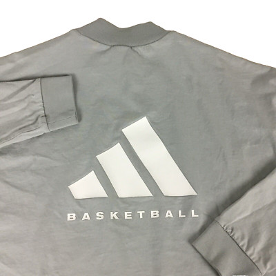 Adidas Basketball Mens Large Gray Mock Neck Long Sleeve Graphic T-Shirt L