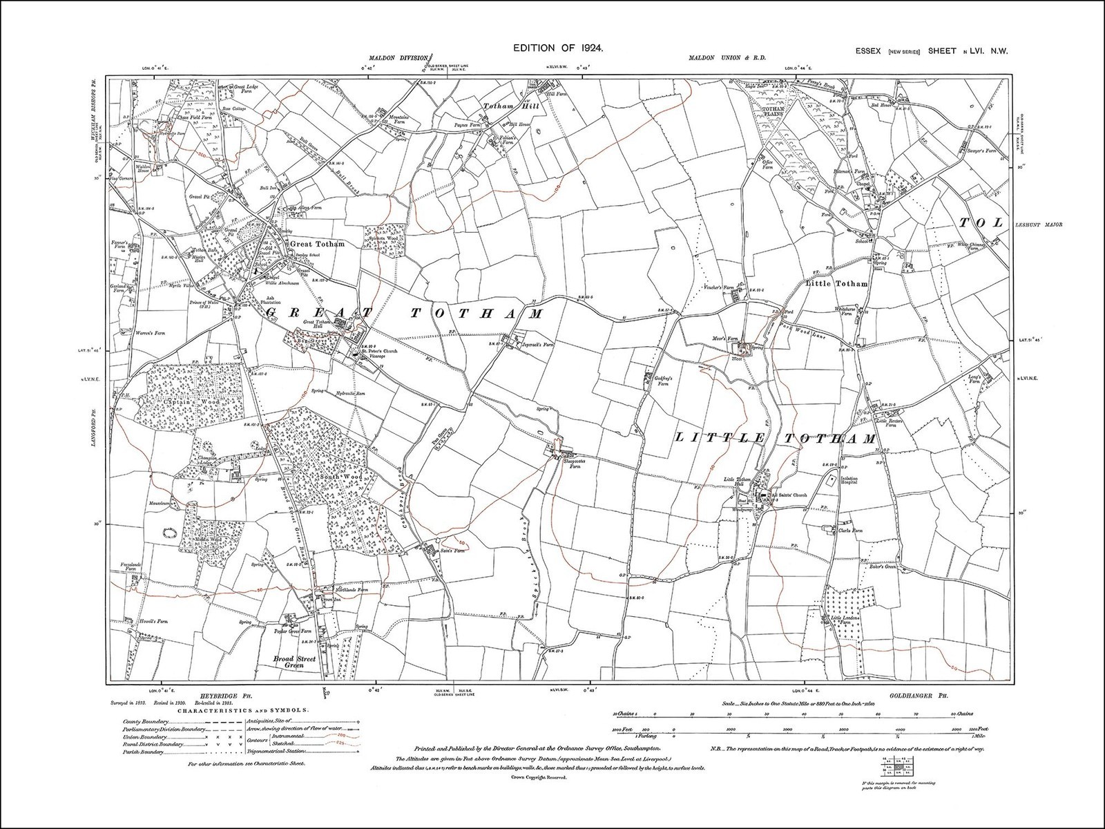 Old map Great Totham, Little Totham, Totham Hill, Essex 1924 (56NW) eBay