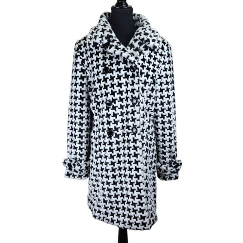Pelle Studio Womens Faux Fur Double Breasted Peacoat Medium Soft Retro Outdoors
