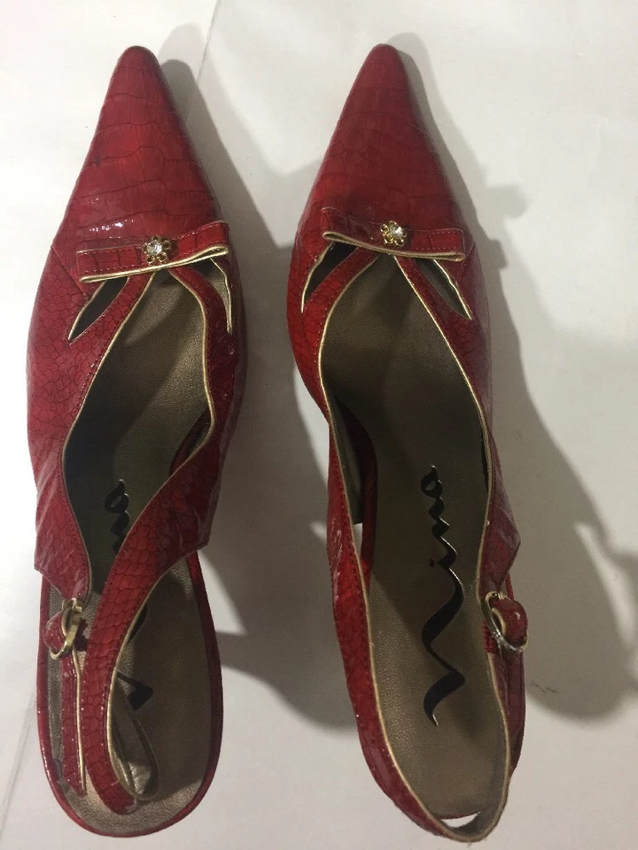 Zapatos de tacón para mujer NINA CHAROL CON LAZO ROJO Y DORADO DE COLECCIÓN talla 8-38 Foto 3 de 4