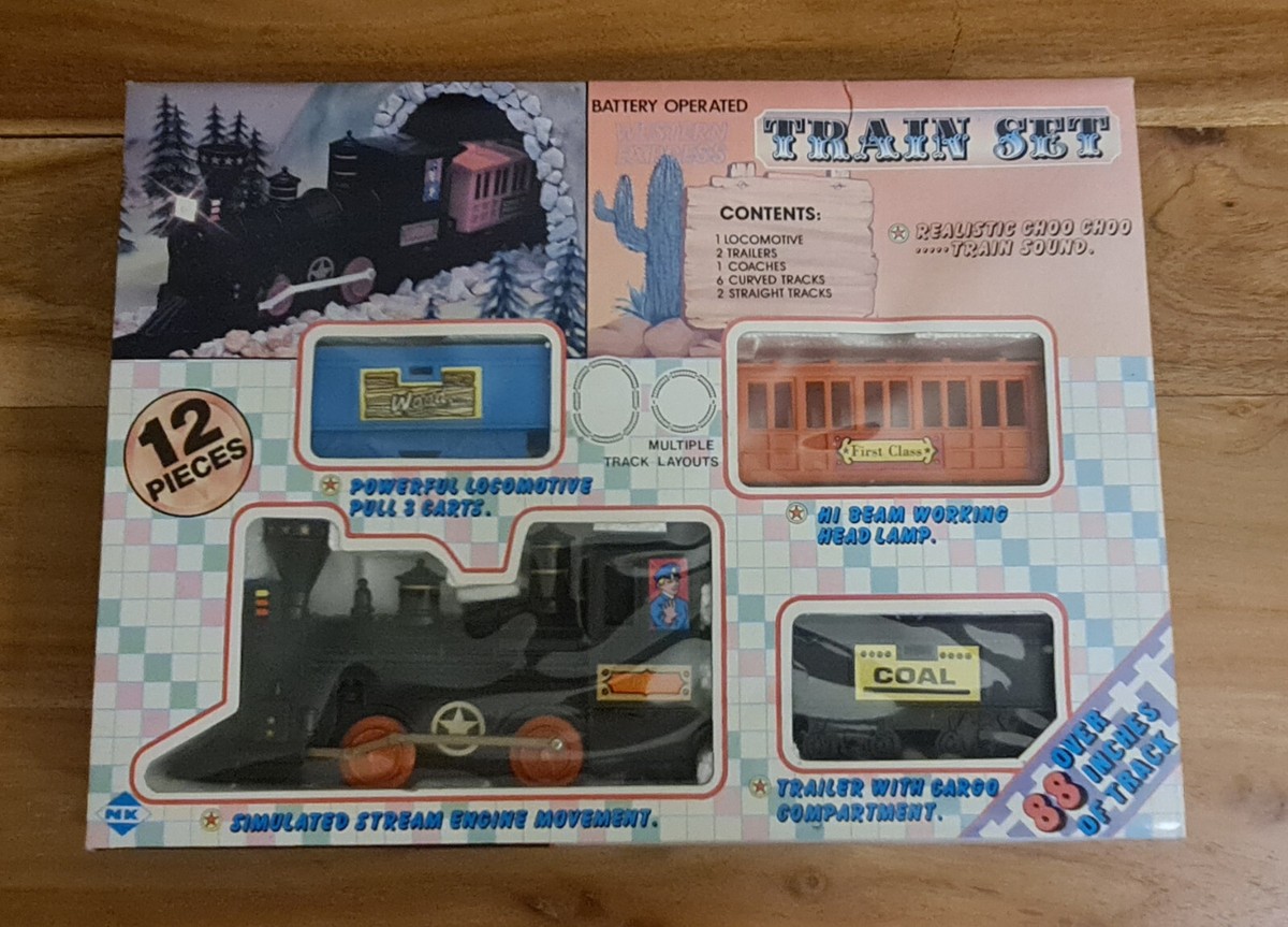 Vintage 80s NK Toys Plastic Train Set Western Express 12 pieces