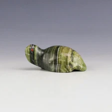 NATIVE AMERICAN ZUNI SERPENTINE TURTLE FETISH BY LELAND BOONE & DAPHNE QUAM