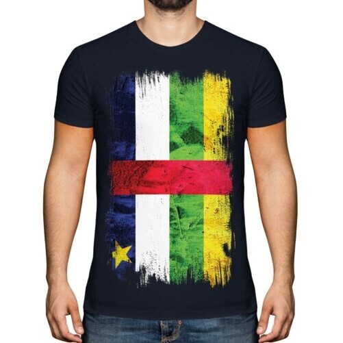 Central Africano República Bandera Grunge Hombre Camiseta Centrafricaine