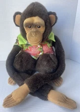 RARE! HOSUNG 1992 Monkey Hand Puppet Squeaker Hawaiian Shirt Tourist Tropical