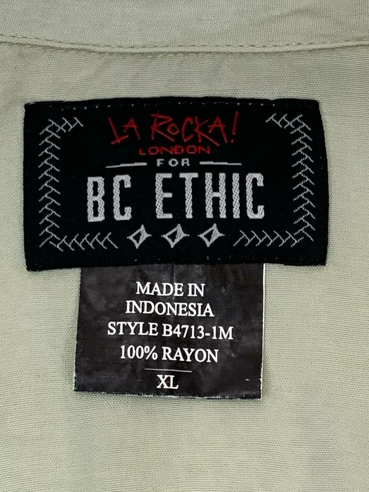 BC ETHIC Hawaiian Shirt XL Mens Tropical Aloha Palm Trees Drinks  - Image 3 of 4