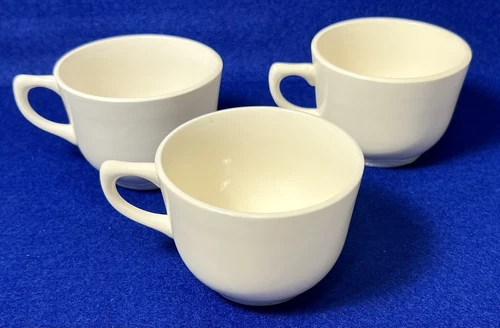 3 Vintage Ironstone Restaurant Coffee Tea Mug White Eggshell USA Made Preowned