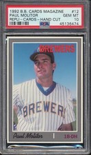 1992 BB Magazine Repli Cards Paul Molitor HOF Hand Cut PSA 10 GEM MINT Pop 1