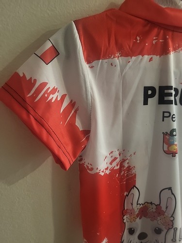 Children’s polo shirt XS Size 13T_14T Peruvian Peru Llama Flag Designs Red White - Picture 13 of 14