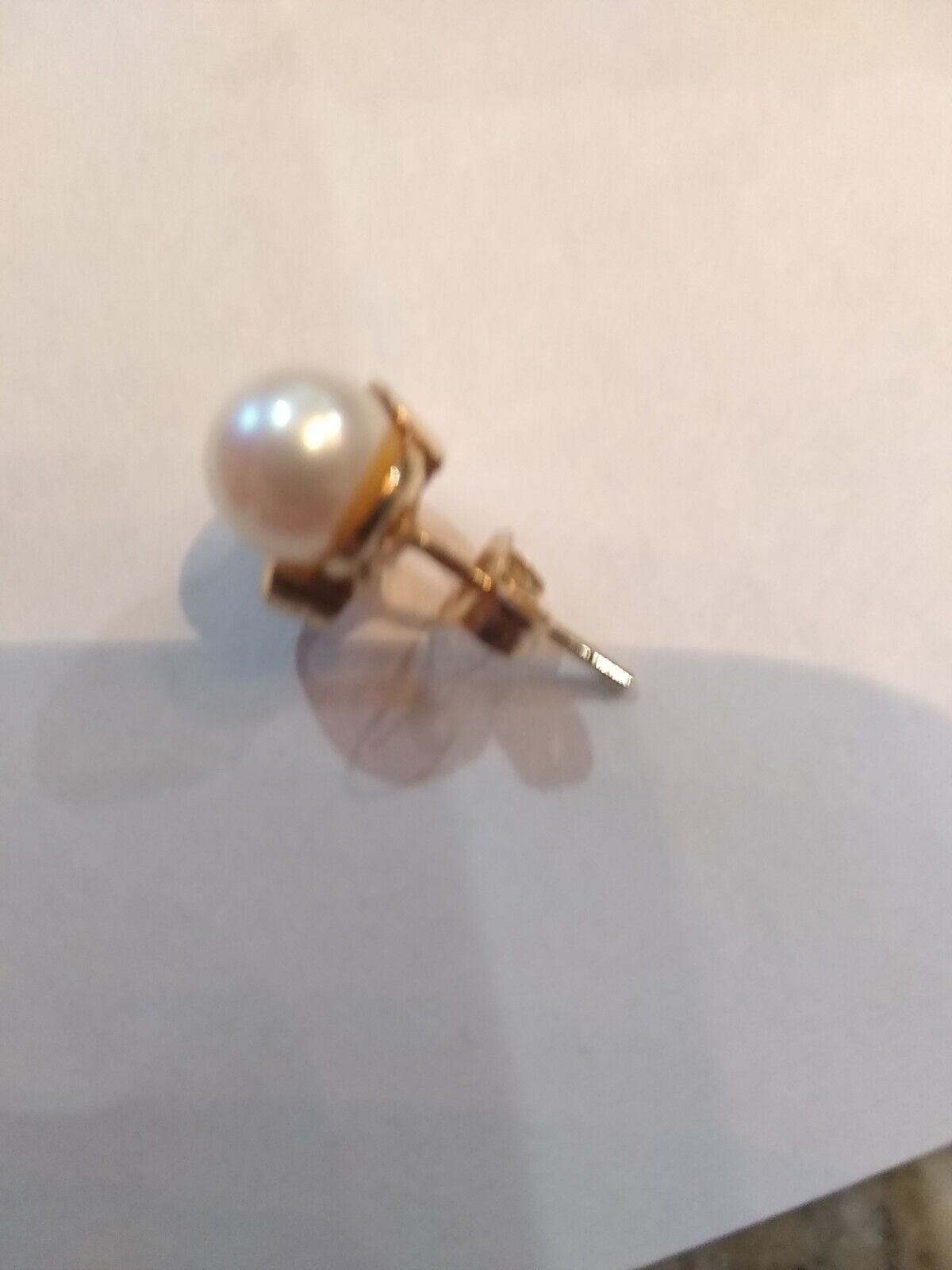 VINTAGE 14 KT YELLOW GOLD DIAMOND AND PEARL STUD … - image 9