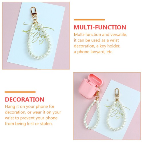 Set of 2 Perlenschlüsselkette Handgelenk Telefongurt Tasche Hängende Dekoration - Zdjęcie 10 z 12