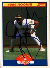 Felix Jose autographed Baseball Card (Oakland Athletics) 1989 Score Rookie #629