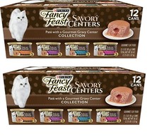 Purina Fancy Feast Savory Centers Pate Wet Cat Food Variety Pack 3 oz, 24 Cans  