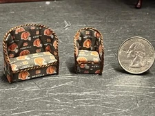 Dollhouse Miniature Sofa Chair Orange N 1:48 Quarter Scale B339 Dollys Gallery