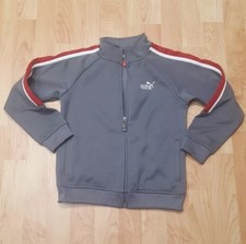 Puma Boy's 6 Gray/White/Red Full Zip Track Warm Up Jacket EUC