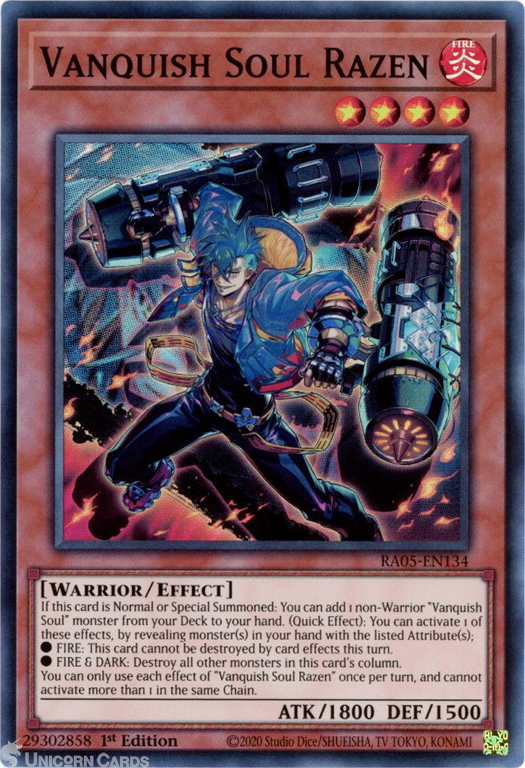 RA05-EN134 Vanquish Soul Razen : Super Rare 1st Edition Mint YuGiOh Card