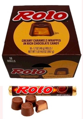 Rolo Creamy Caramel Milk Chocolate Rolls Candy 18 Ct Box Bulk Hershey Candies