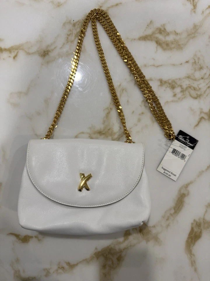 PALOMA PICASSO BOLSA DE OMBRO VINTAGE COURO CREME TIRACOLO CORRENTE DOURADA EXCELENTE ESTADO USADO - Imagem 2 de 4