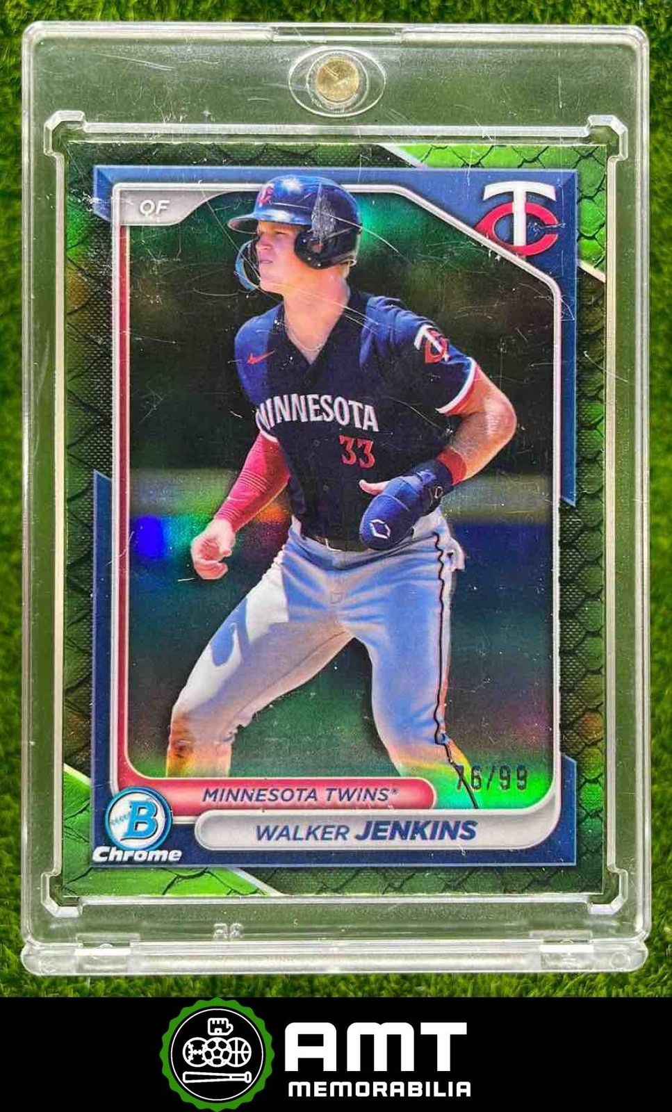 Walker Jenkins 2024 Bowman Chrome 16/99 Prospects Reptilian Green Twins #BCP-204