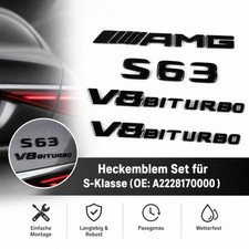 Vorne 3D Emblem Mercedes Benz S Klasse S63 AMG V8 Biturbo Vorne 3D Emblem Mercedes Benz S Klasse S63 AMG V8 Biturbo